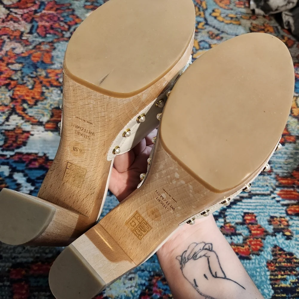 Stuart Weitzman Imitation Pearl Clog 85 Sandal - Picture 9 of 9